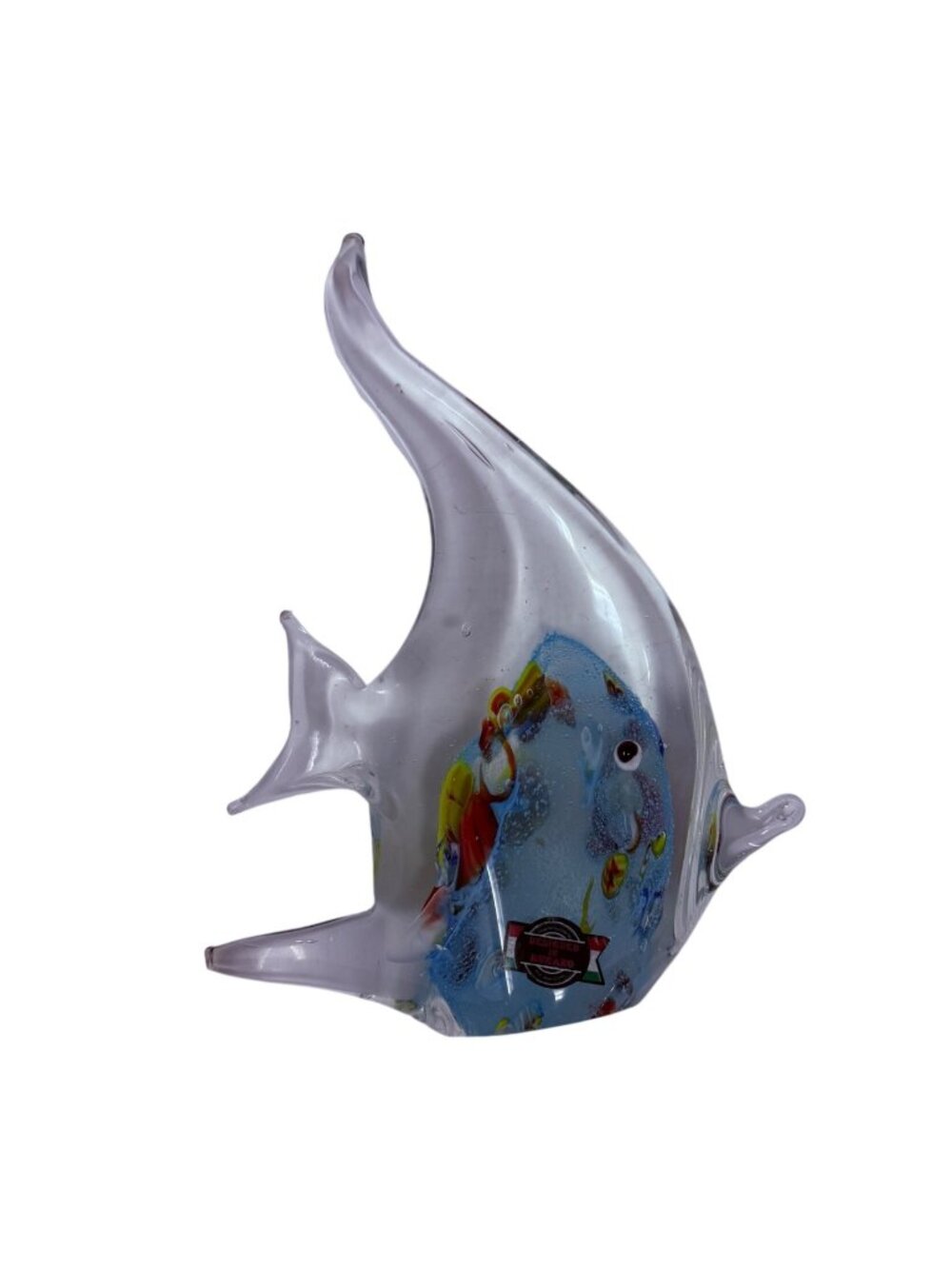 Murano‎ Style Art Glass Angelfish Figurine Blue Millefiori Look